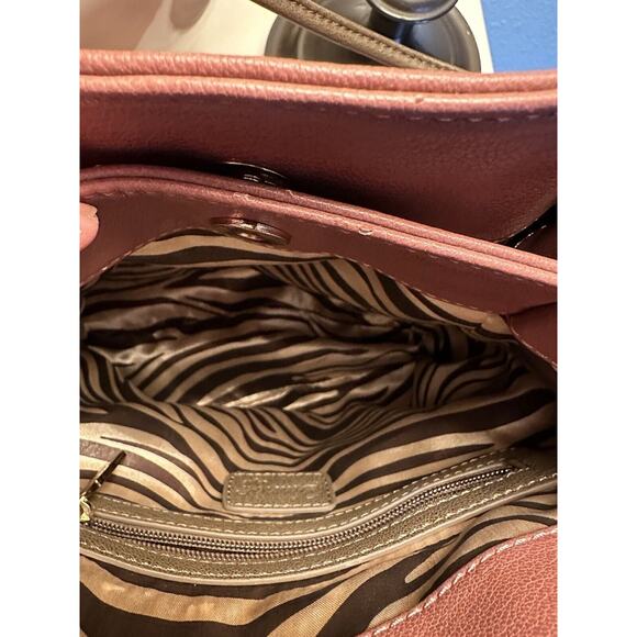 SAMOE STYLE ADJUSTABLE STRAP BUCKET PURSE Pink Leather Boho - Picture 7 of 16